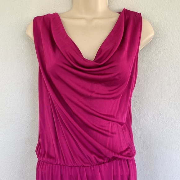 Express magenta pink backless cowl neck satin stretch dress size XS - Picture 3 of 9